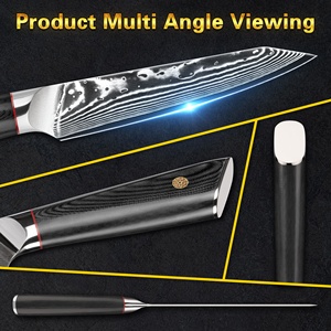 Remache de <span class=keywords><strong>mosaico</strong></span> G10 negro, cuchillo de acero de Damasco japonés profesional de 5 pulgadas, juego de cuchillos para carne de <span class=keywords><strong>mesa</strong></span> de 6 con núcleo VG10 - Product Image 3