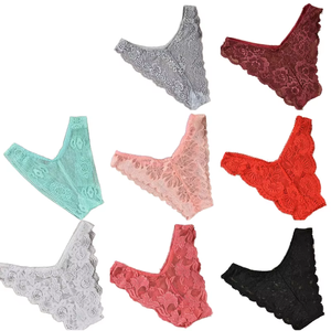 Bikini <span class=keywords><strong>de</strong></span> <span class=keywords><strong>encaje</strong></span> para mujer, pantalones cortos <span class=keywords><strong>de</strong></span> <span class=keywords><strong>encaje</strong></span> Sexy, cintura en V, bragas descaradas transpirables, ropa interior Boyshorts - Product Image 1