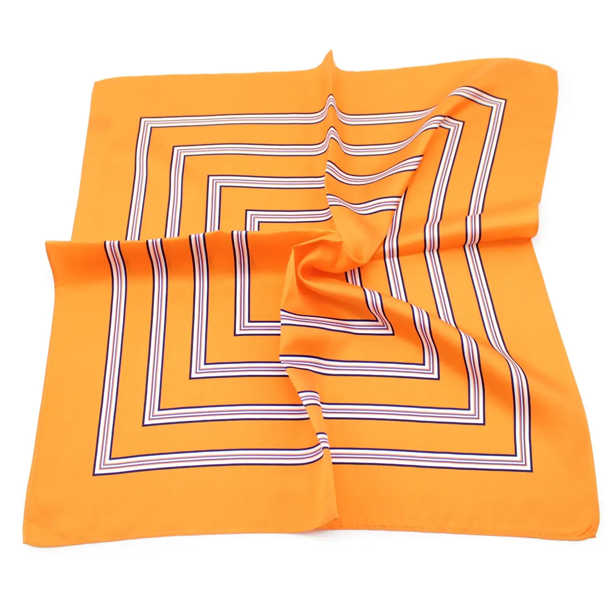 Groupe société Lady Girl sac Bandanas Orange fenêtres géométriques carré femmes impression personnalisée 53cm petit foulard en soie