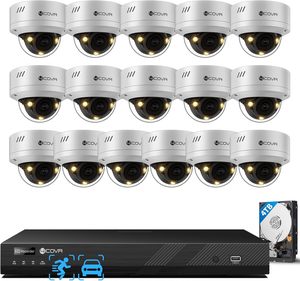 Sistema <span class=keywords><strong>de</strong></span> Cámaras <span class=keywords><strong>de</strong></span> <span class=keywords><strong>Seguridad</strong></span> 4COVR <span class=keywords><strong>de</strong></span> 16 Canales <span class=keywords><strong>para</strong></span> <span class=keywords><strong>Negocios</strong></span>, NVR 4K <span class=keywords><strong>de</strong></span> 16 Canales, Disco Duro <span class=keywords><strong>de</strong></span> 4 TB, Cámaras IP PoE <span class=keywords><strong>de</strong></span> 16X 5MP IK10 con Domo, Doble Luz y Visión a Todo Color - Product Image 1