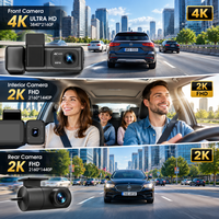 Caméra embarquée HD 4K+2K+2K pour voiture, caméra de tableau de bord 4K, caméra de tableau de bord 3 canaux, Wifi, GPS, caméra de tableau de bord 4K à 3 objectifs