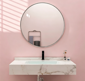 Modern Round Wall-Mounted Smart LED Anti-Fog Bath <b>Mirror</b> with Touch Switch <b>Silver</b> Metal Frame for Home Use - Product Image 3