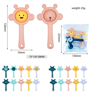 Mordedor de silicona con forma de oso, sonajero de 70x120x28mm, juguete de dentición de grado alimenticio para bebés de 0 a 24 meses - Product Image 1