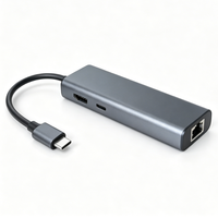 Hub USB C 7 en 1, HDMI 4K 60Hz, Gigabit Ethernet, 100W PD, Lector de Tarjetas SD y TF, Base de Aluminio para MacBook Pro, Laptop Dell HP