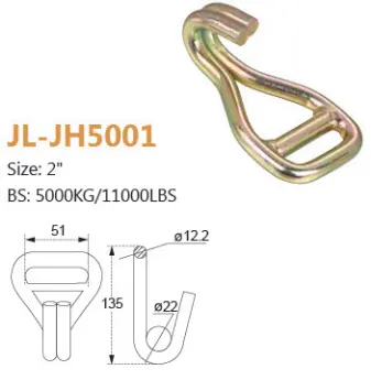 38Mm 1.5 Inch Phá Vỡ Tải 3000Kgs Móc Đôi J Cho Ratchet Tie Down