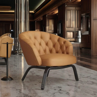 Fauteuil de salon moderne en cuir marron chaise Chesterfield de salon durable pour les loisirs