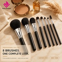Ensemble de pinceaux de maquillage personnalisés par un fabricant professionnel avec logo pour anticernes, pinceau à raser, visage, joues, lèvres, yeux - 8 pièces ODM OEM