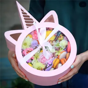 공장 판매 유니콘 PVC 꽃 선물 상자 비누 꽃 상자 영원한 꽃 선물 상자