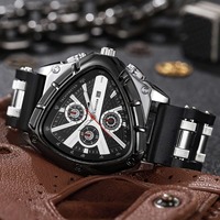Nouveau bleu sport Triangle hommes montres pointeurs lumineux mode bracelet en caoutchouc Quartz montre-bracelet étanche montre Q1860