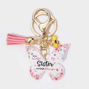 Llavero de Mariposa con la Frase "Nunca olvides que te quiero", Colgante Floral Acrílico con Borla y Dije de Abeja para Bolsos y Uso Diario - Product Image 6