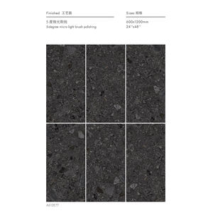 Fournisseur unique de carreaux de sol d'ingénierie Sida Terrazzo 600x1200 Noir Luxe Salon Carrelage en porcelaine Mat Poli - Product Image 6