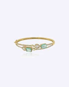 Brazalete Crown Era, Inspirado en la Realeza, de Lujo, Hecho a Mano, con Diseño de Motivos, Joyería de Moda, Oro de 14K, Polki - Product Image 1