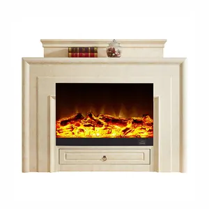 48 Inch built in tv stand indoor fake flame water vapor fireplace electric with wooden mantel