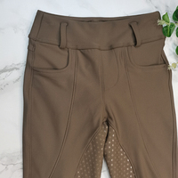 Legging d'équitation marron authentique haut de gamme, design moderne en poly, en stock, coupe ajustée