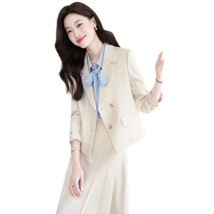 Women's Slim-fit Suit <b>Set</b> Midi Skirt Three Quarter Sleeve Satin <b>Office</b> Lady Autumn Anti-Wrinkle Professional Workwear - Product Image 5