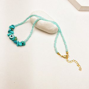 Collar de Piedra del Ojo Turco con Cuentas de Turquesa, Cadena para Clavícula, Estilo Bohemio, Uso Diario - Product Image 3