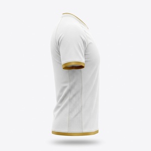 Maillot de football personnalisé à col en V pour homme, manches courtes, sublimation, respirant, en maille polyester 460g, blanc et vert - Product Image 5