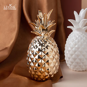 قطع ديكور منزلية من السيراميك على شكل أناناس مطلية بالذهب على الطراز الاسكندنافي، تحف فنية وزخارف منزلية للمكتب - Product Image 4