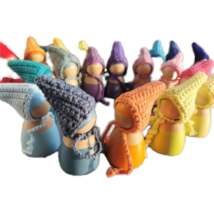 Montessori giáo dục DIY Crochet cầu vồng bằng gỗ <span class=keywords><strong>PEG</strong></span> búp bê pastel xếp chồng khối đan hat Xây dựng đồ chơi cho trẻ em - Product Image 1