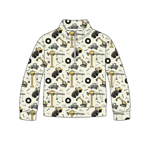 Preorder Kids Boys <b>Construction</b> Vehicles Printed Shirts Casual Autumn Winter Stand Collar Zipper Pullover Tops - Product Image 5