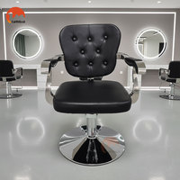 Fauteuil de Barbier de Luxe en Cuir PU, Hydraulique, Inclinable, Pivotant à 360°, Réglable en Hauteur, Mobilier de Salon pour Barbier (Vente en Gros)