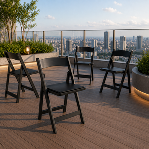 Resin Foldable <b>Chair</b> Black-Modern Design Durable & Water Resistant for Outdoor <b>Dining</b> Hotel Use & Everyday Comfort - Product Image 1