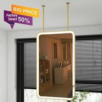 Plafond en acier inoxydable étanche salle de bain maquillage Rectangle suspendu détection hôtel miroir à LED