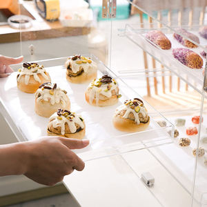 Vitrine de <span class=keywords><strong>boulangerie</strong></span> transparente personnalisée Vitrine de pâtisserie acrylique de comptoir commercial à 3 couches - Product Image 6