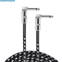 Câble audio pour guitare à angle de 90 degrés, tressé en nylon, jack 6,35 mm, câble auxiliaire pour guitare électrique, mixeur, amplificateur