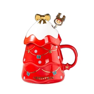 Số lượng lớn Gốm mùa đông <span class=keywords><strong>Mug</strong></span> giáng sinh vui vẻ món quà với nắp và khuấy Spoon 3D giáng sinh cốc cà phê gốm Cây giáng sinh <span class=keywords><strong>Mug</strong></span> - Product Image 2
