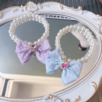 Colliers pour animaux de compagnie en ruban à motif solide de style japonais Design de perles douces pour chiens chats Cross-Border Teddy Bichon Neck Sweet Bow pour