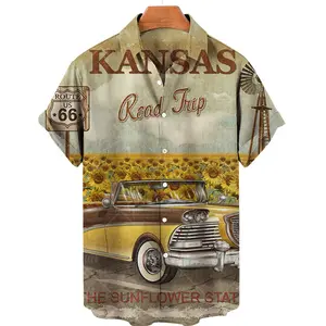 Free Shipping wholesale silk hawaiian casual new fashion Beach Summer printed men's short-sleeved shirt