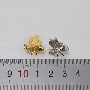 Pendentif baroque en argent S925 fait main, petit collier en forme d'abeille avec un support de perle vide, accessoires de bijoux pour femmes 1433 - Product Image 3