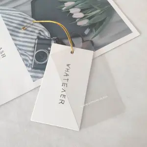 Etiquetas colgantes de plástico PVC transparente con ojal, tela con logotipo, impresión de pantalla personalizada de lujo