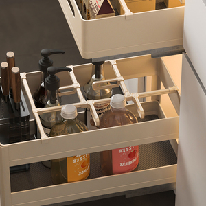 TY Storage Tiroirs de rangement de <span class=keywords><strong>cuisine</strong></span> modernes et écologiques avec séparateurs rotatifs réglables, base antidérapante et fermeture douce, couleur champagne - Product Image 3
