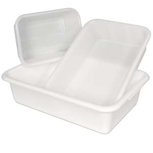 40 litros LxWxH 730x490x180mm Bandeja de plástico con borde en U redondo de forma rectangular blanca - Product Image 4