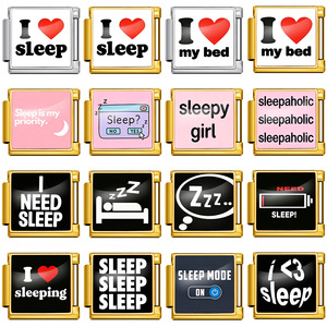Goodnight <b>Sweet</b> Dreams Themed Modular Bracelet English Text Italian Style DIY <b>Personalized</b> Jewelry Unisex Zinc Alloy Gift - Product Image 1