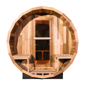 Sauna de Vapor Ecológica de Cedro Rojo Eléctrica Moderna para Exteriores, Personalizada para 4-6 Personas, 6KW, con Ventanas Panorámicas y Bola Acrílica Marrón - Product Image 2