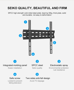 Support mural <span class=keywords><strong>amovible</strong></span> pour téléviseurs OEM, design élégant, noir, pour hôpitaux - Product Image 3