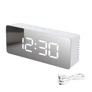 LED Multi-function Snooze Display White Time Table Alarm <b>Digital</b> <b>Clock</b> Modern Mirror Alarm <b>Clock</b> LED White Light Table Lamp - Product Image 1