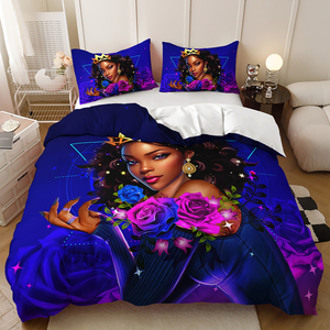 Modern Fashion 3D Purple <strong>Bedding</strong> Set <strong>Personalised</strong> Black Girl Four Seasons Duvet Cover - Product Image 1