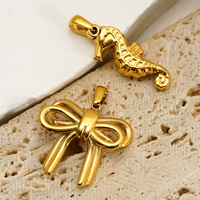 Pendentif Nœud 3D en Ruban Novirassine en Acier Inoxydable Plaqué Or 18K pour Femme, Collier Coquette Tendance, Breloque Délicate DIY