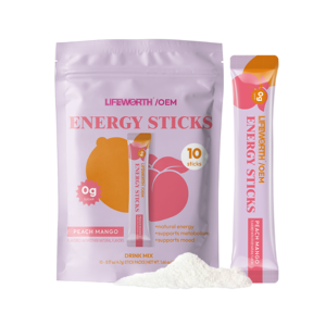 LIFEWORTH doğal kafein enerji içeceği tozu l-theanine & B vitaminleri ile karıştırın şekersiz toz çubukları Keto - Product Image 1