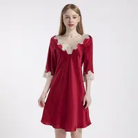 夏の新しいセクシーなシルクスリープドレス女性のためのセクシーなパジャマサテンシルクナイトドレス