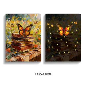 Tableau mural LED <span class=keywords><strong>Pop</strong></span> <span class=keywords><strong>Art</strong></span> Papillon sur toile, cadre moderne pour salon, grande peinture murale suspendue - Product Image 4