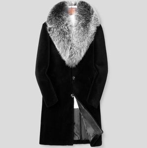 <span class=keywords><strong>Manteau</strong></span> <span class=keywords><strong>long</strong></span> épais en fourrure pour <span class=keywords><strong>homme</strong></span>, noir, gris argenté, manteaux longs - Product Image 1