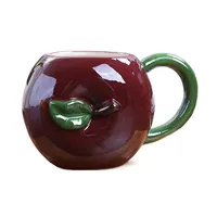 Kunden spezifische 500ml Farbe Keramik 3d Frucht Apfel form Kaffeetasse