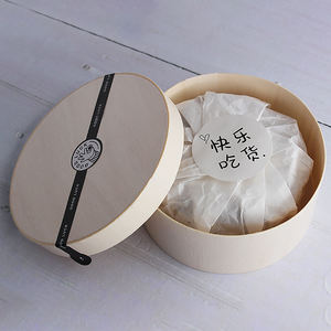 有机圣诞豪华婚礼木制午餐圆形圣诞蛋糕盒奶酪放牧包装盒礼品 - Product Image 4