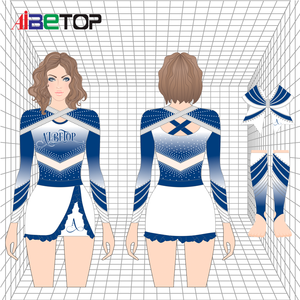 Uniformes de pom-pom girl modernes pour femmes Costume de pom-pom girl avec strass pour compétition - Product Image 3