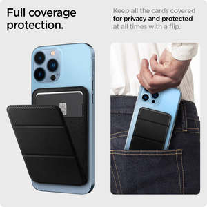 Minimalist PU Leather RFID Blocking Mag Safe Slim Magnetic Credit Card Case for iPhone with <b>Phone</b> Stand - Product Image 4